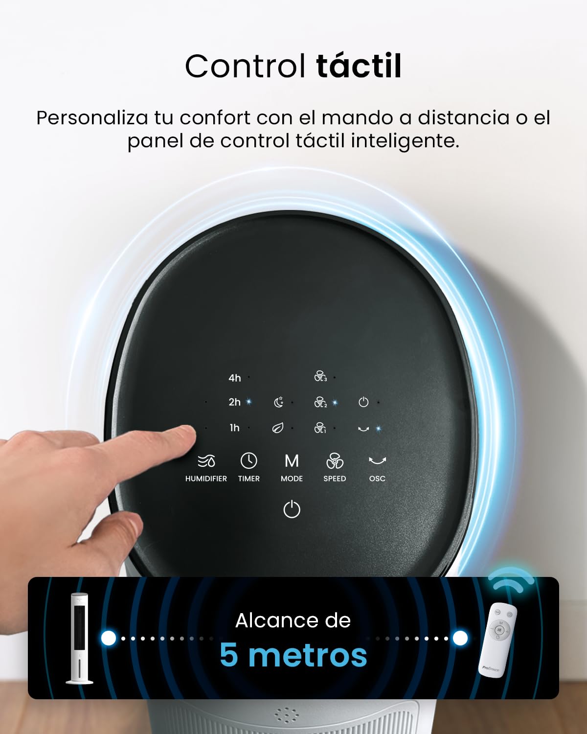 Pro Breeze OmniAir Climatizador Evaporativo Portátil 3 en 1 de 5L con Humidificación, 3 Velocidades, Temporizador 7H, Mando a Distancia y Oscilación - Enfriador de Aire Evaporativo - Blanco