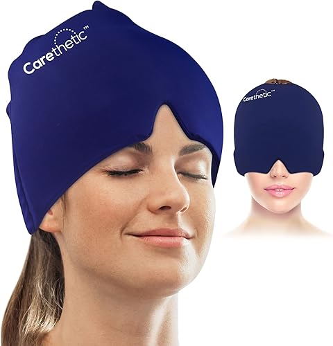 Carethetic - Gorra de alivio de migraña, innovadora tapa de hielo para migrañas, sombrero para el dolor de cabeza con terapia de frío y calor,