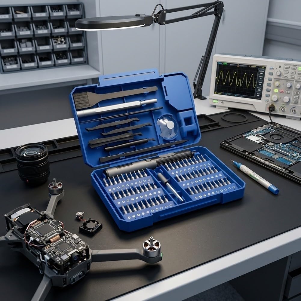 EasyByMall Elektrischer Schraubendreher Set 76-teilig für Laptop