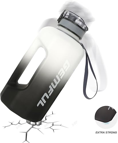 Miniatura 4 de GEMFUL Botella de agua de medio galón con marcador de tiempo, 74 onzas, jarra a prueba de fugas sin BPA para entrenamiento de gimnasio, 2.2 L, gran