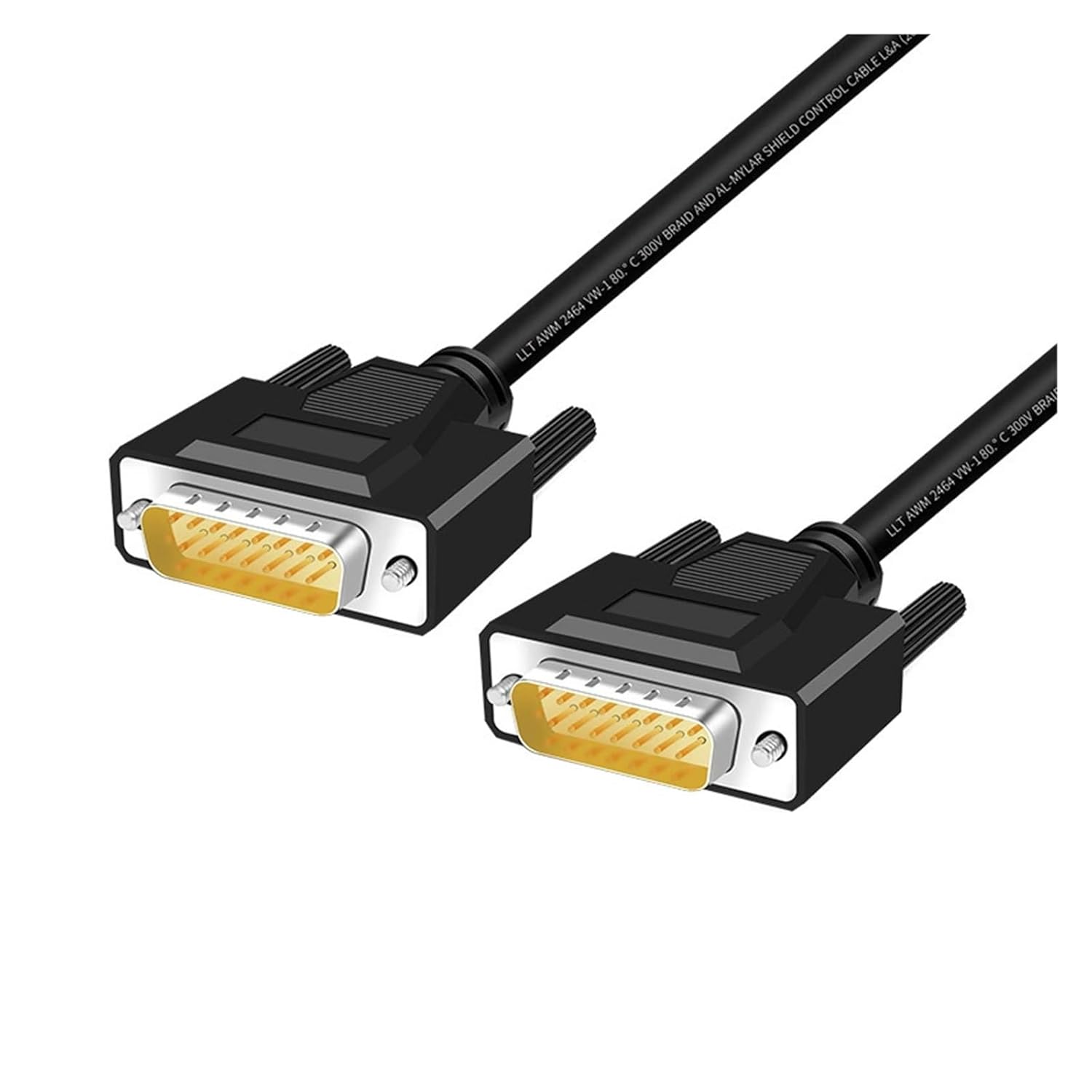 Industrial Grade DB15 Shielded Extension Cable Male to Female 15-Pin Serial Parallel Cord Pure Copper Conductors 28AWG Data Transfer Wire(Male to Male,10 Meters)