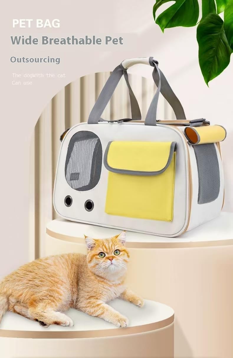 Cat Backpack Expandable pet Backpack for Small Cats and Dogs, Foldable Dog Backpack, Perfect for Traveling, Hiking, Camping, Outdoors (Yellow)