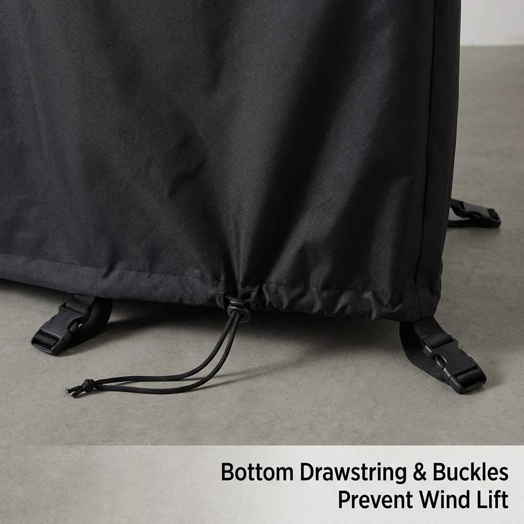 QWORK IBC - Funda para bolsa, paquete de 4 parasoles y capucha impermeable para bolsa de 275 galones y tanque de agua de jardín, color negro