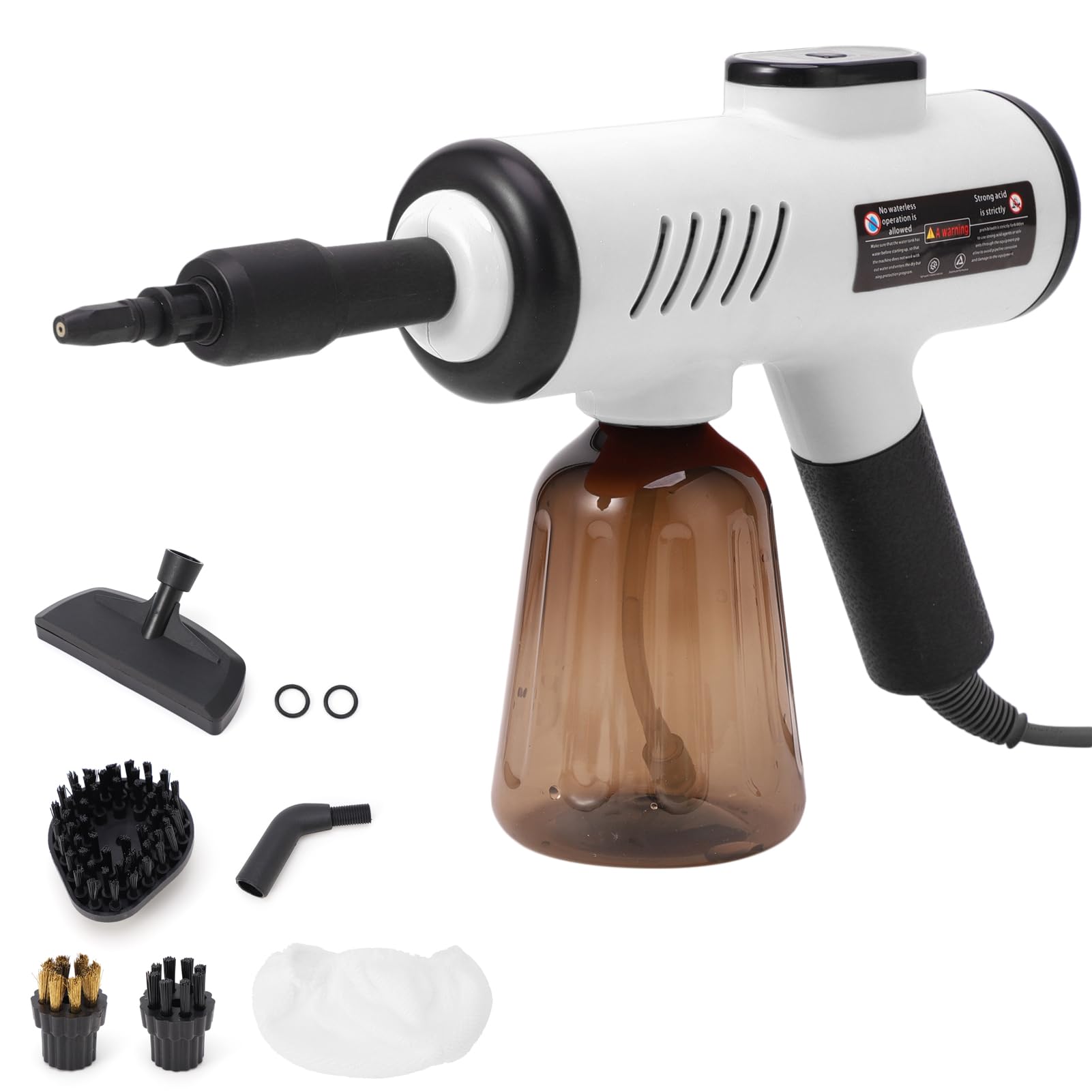 Fockety Handheld Par Paymeer, 1200 W 13S Ogrzewany Przenośny Parowiec z Akcesoriami 8pcs, Wielo Powierzchniowe środki do Czyszczenia, Samochód, łazienka, Tapicerka, Fuga (Biała wtyczka UE 220V)