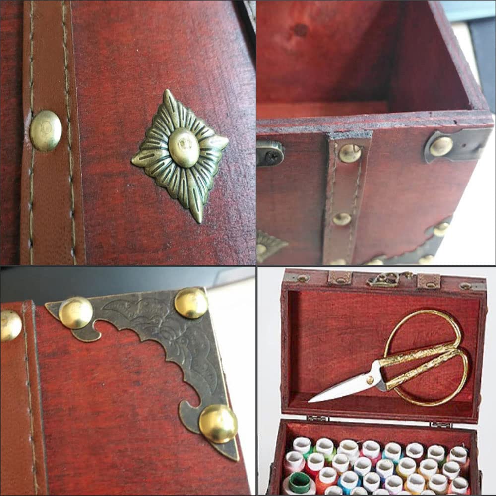 Coffre Au Trésor En Bois Massif Avec Serrure à Code - Mini Coffre Pirate Rétro 18x11x10 Cm - Boîte Secrète Pour Bijoux, Souvenirs & Cadeaux