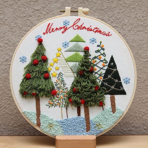 Image of Gogobear Christmas Evergreen Tree Pattern Christmas Decoration Painting Handmade Embroidery DIY Material Kit for Beginners