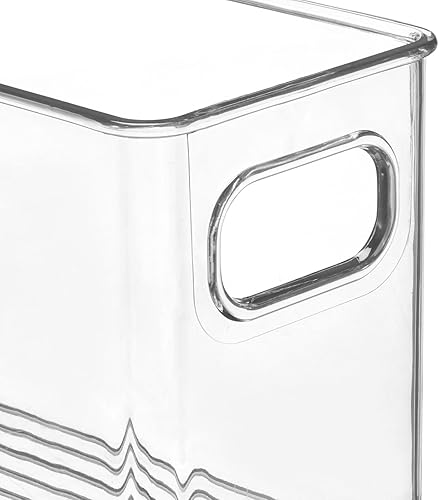 Miniatura 5 de mDesign Organizador de baño de plástico  Contenedor de almacenamiento con asas para tocador, armario, estante de gabinete, ropa de cama o armarios