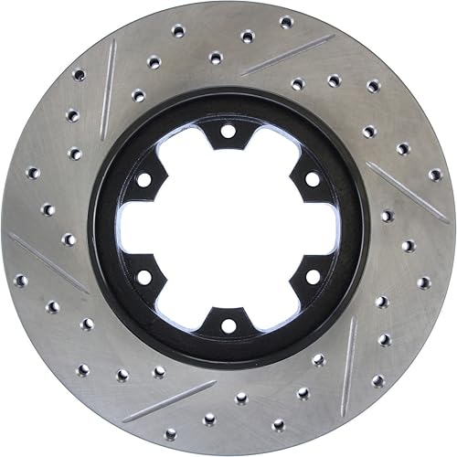 Miniatura 6 de Rotor de freno de disco delantero izquierdo/lado del conductor perforado cruzado y ranurado compatible con Nissan NP300 Diesel 2009 2010 2011 2012