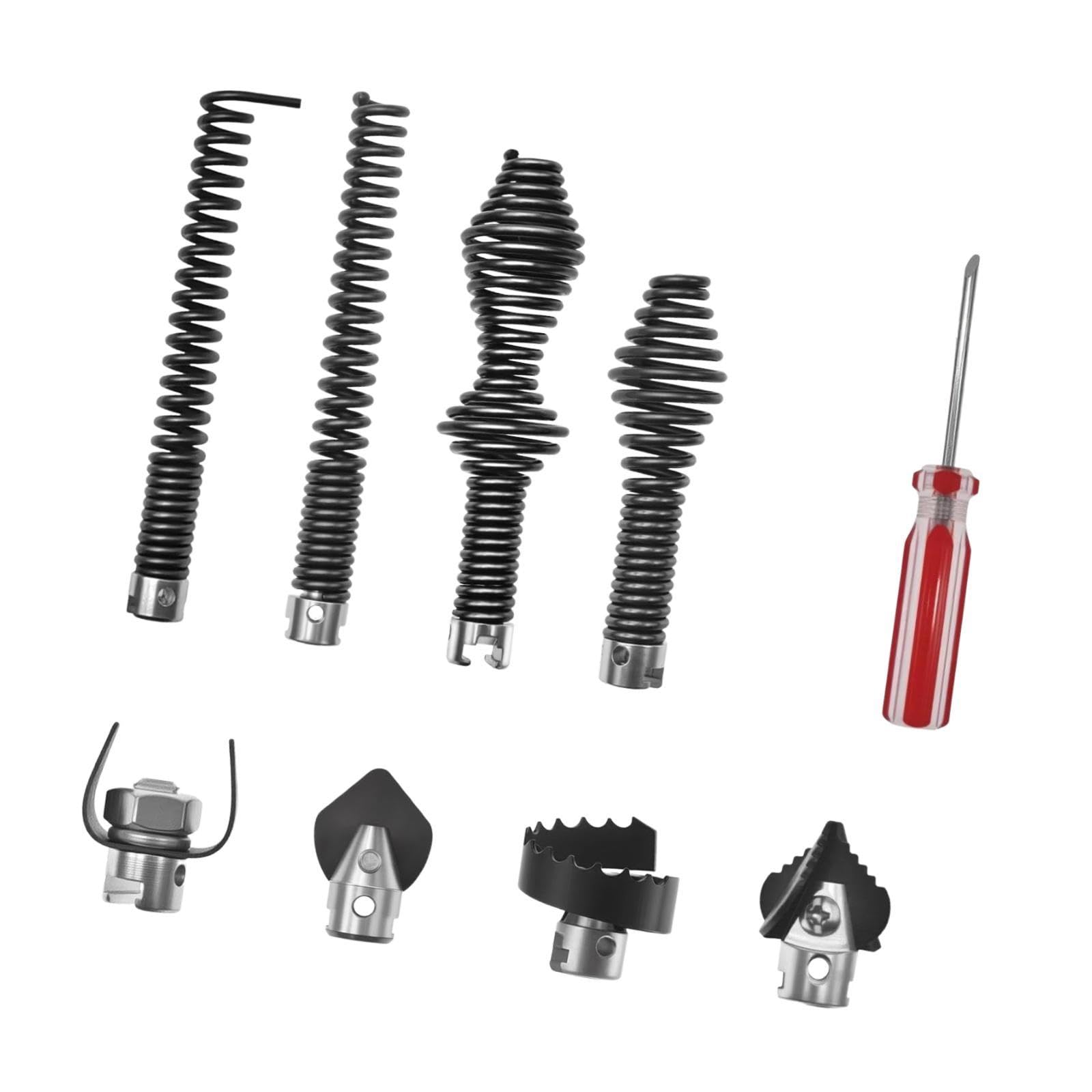 Juego cabezales corte combinados para limpiador desagües, accesorio taladro para desatascador tuberías, para máquina dragado, Juego de 9