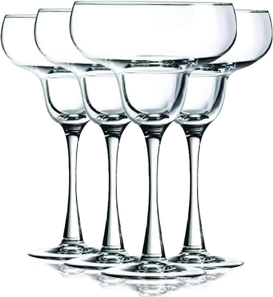 Clear Accent Stem 9.5 oz Margarita Wine Glasses - Set of 4 by TableTop King - Additional Vibrant Colors Available