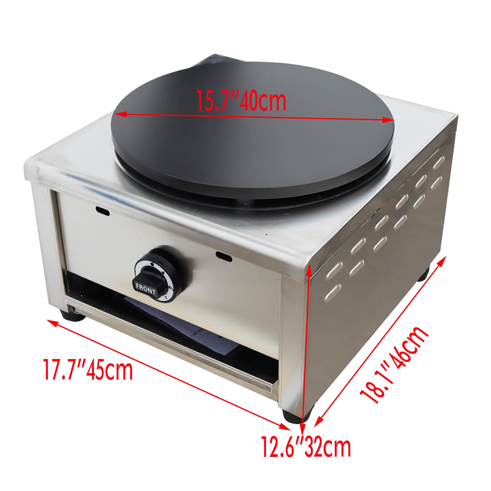 WYDDDARY Single LP Gas Crepe Machine 2800Pa Commercial Pancake Maker Nonstick Pan Griddle Machine Table Size 15.75? for Blintzes Eggs Bacon