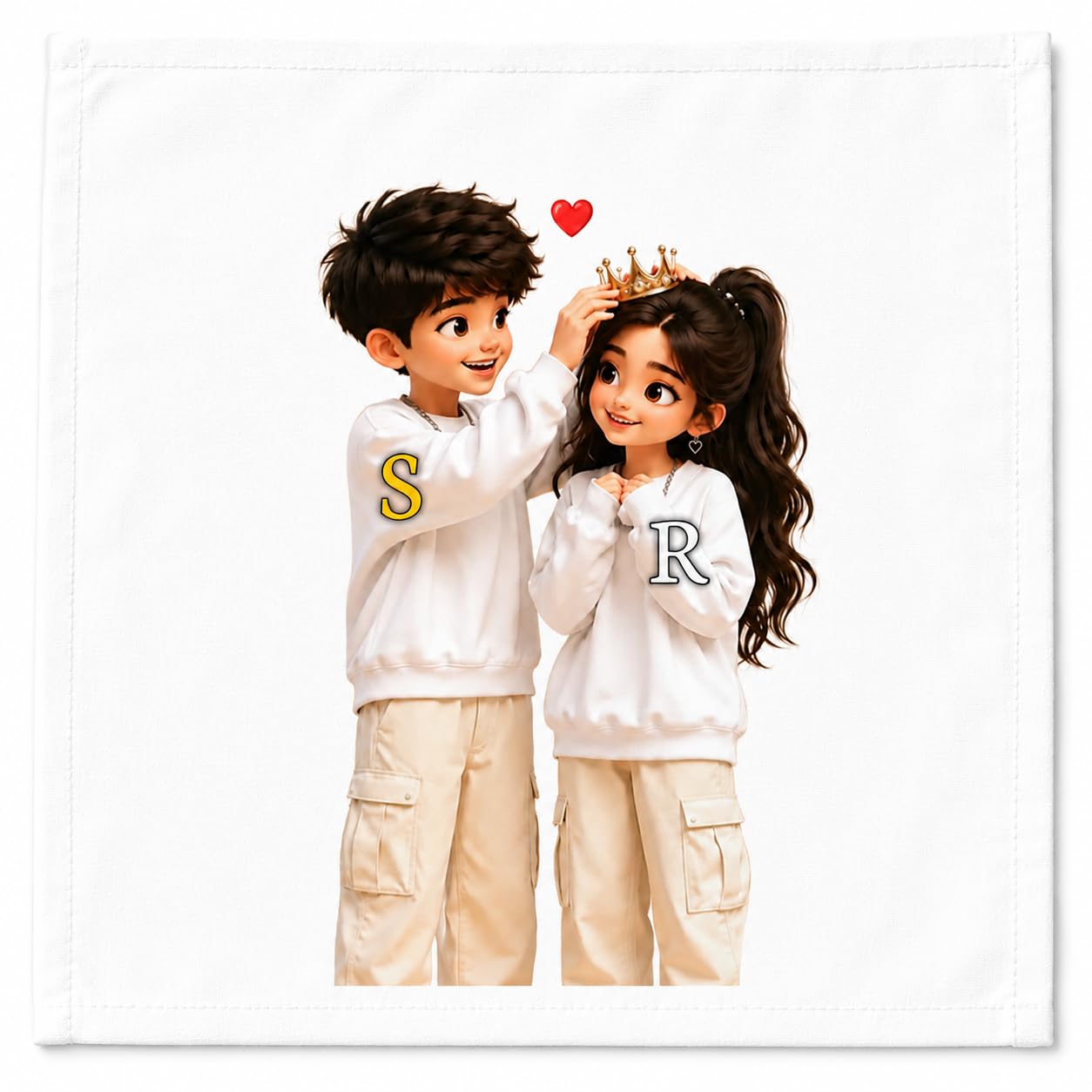 Personalized S & R Couple Handkerchief with Crown Design-image-31