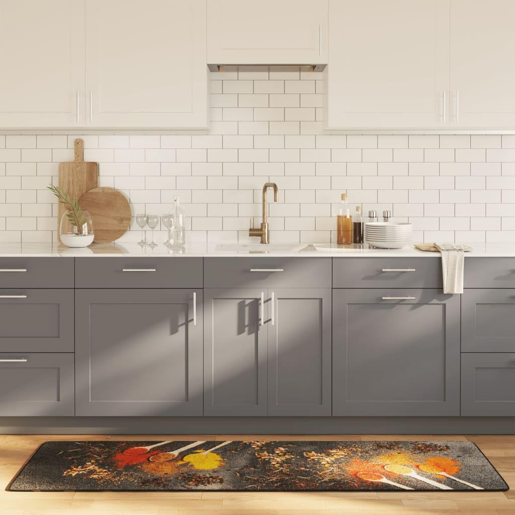 Alfombra de cocina Augerlite multicolor de 60x180 cm en poliéster con reverso de PVC