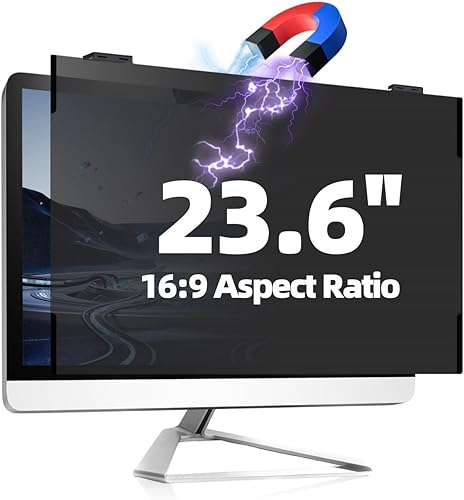 Miniatura 15 de Paquete de 2 pantallas magnéticas de privacidad para computadora de 24 pulgadas, protector de privacidad extraíble para colgar para monitor sin