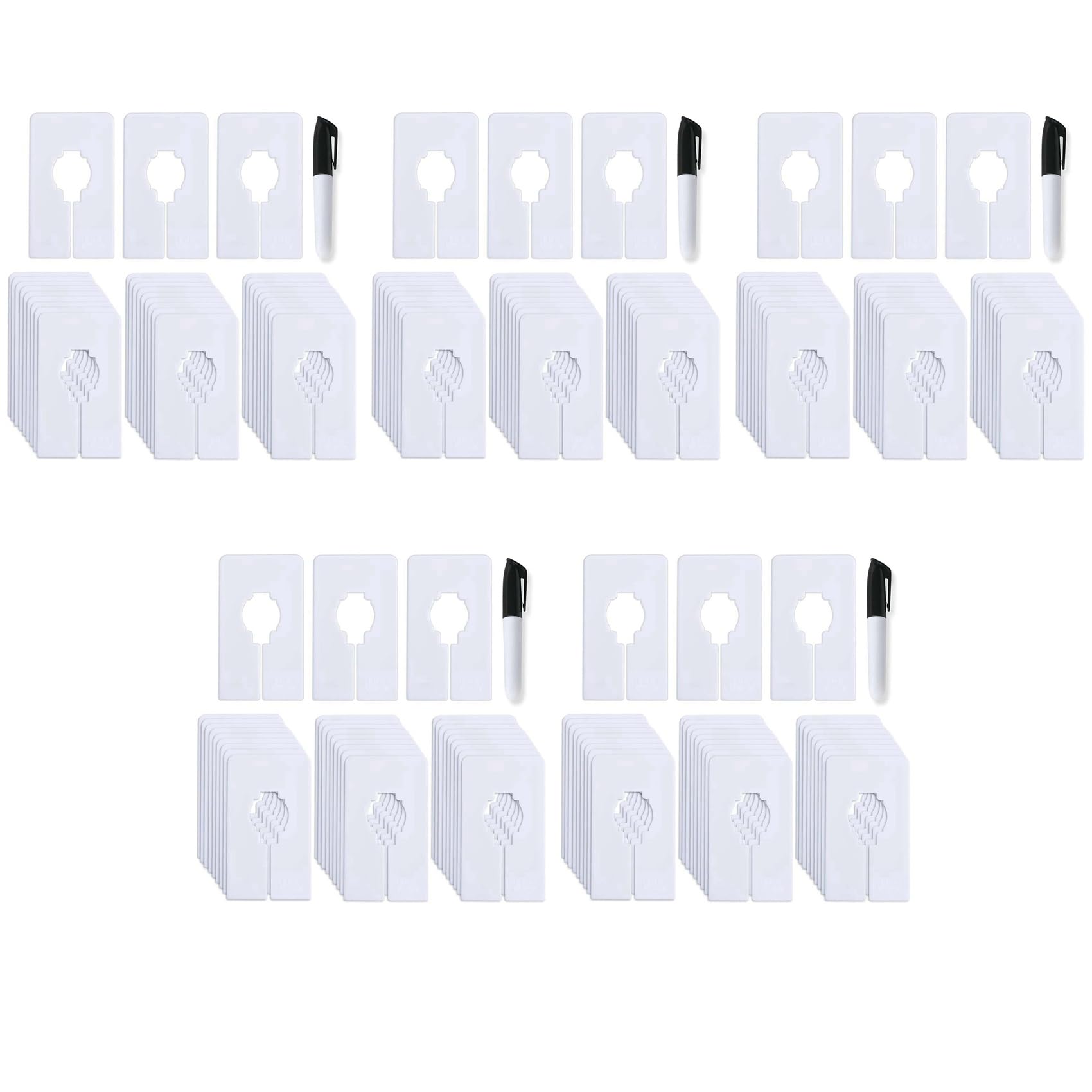 Hndhbfgrt 150 Closet Dividers for Hanging Clothes- Rectangle Clothing Size Dividers,White Closet Divider Set with Marker