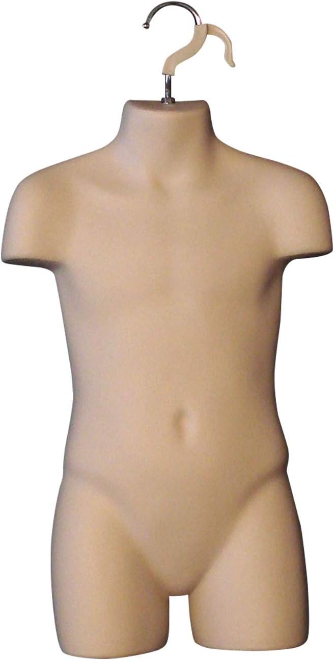 Black Child + Flesh Child Hollow Back Mannequin Torso Set & Hanging Hook