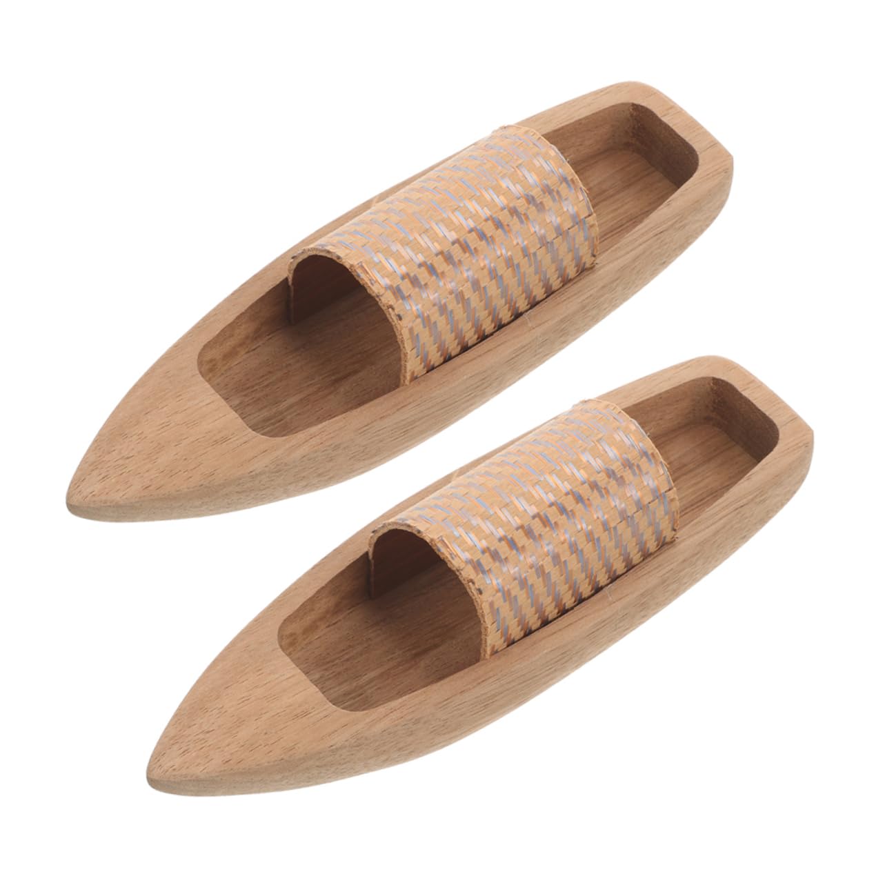 OHPHCALL 2Pcs Unfinished Wooden Canoe Models Boat Ornaments for Home Decor Meticulously Crafted Wood Boat Decor Stable Structure Desktop Canoe Crafts
