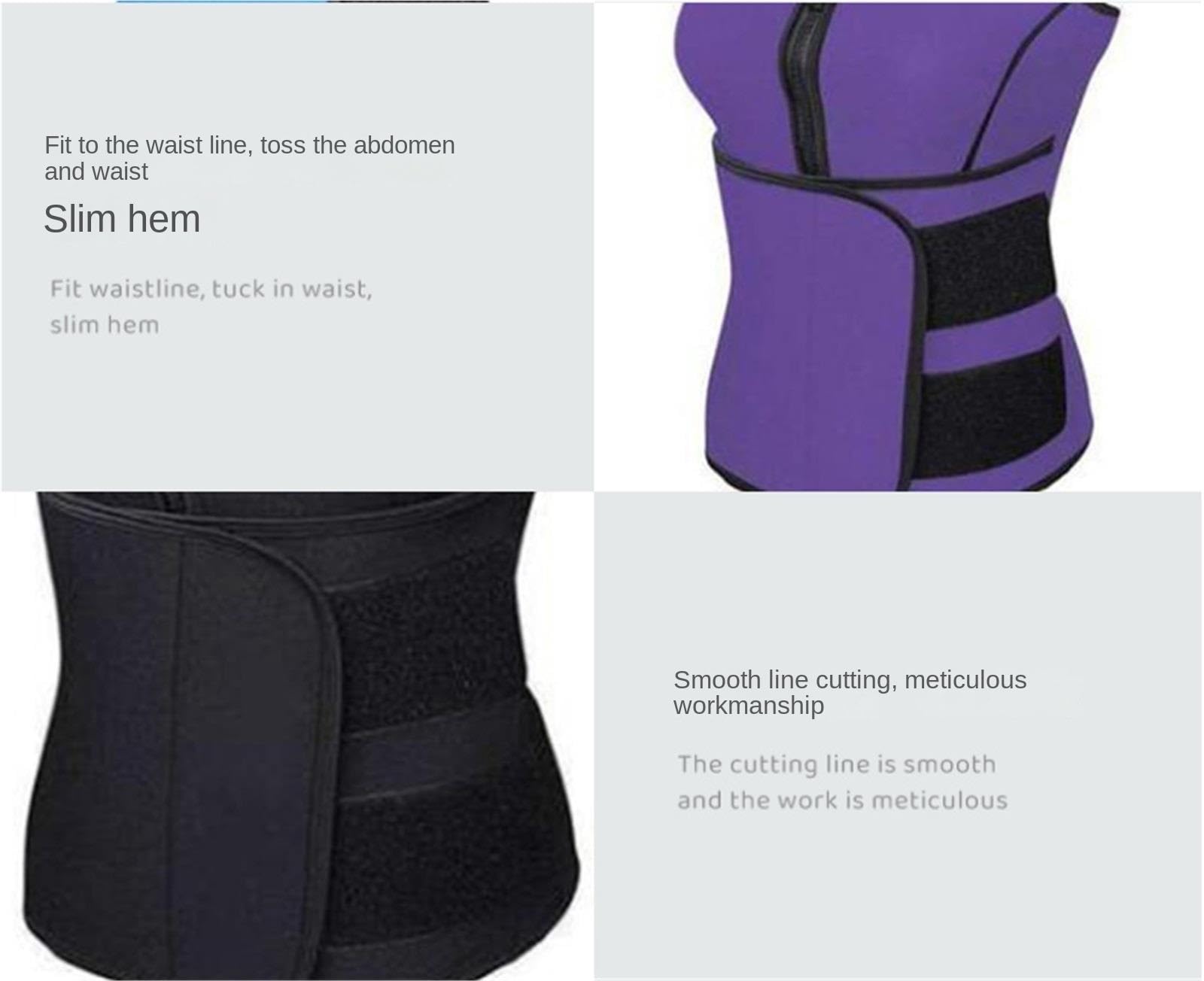 Faja Lumbar Traje de Sauna Neopreno Chaleco con cinturón Entrenamiento Ajustable for moldear el Cuerpo Soporte Lumbares(Purple,S)