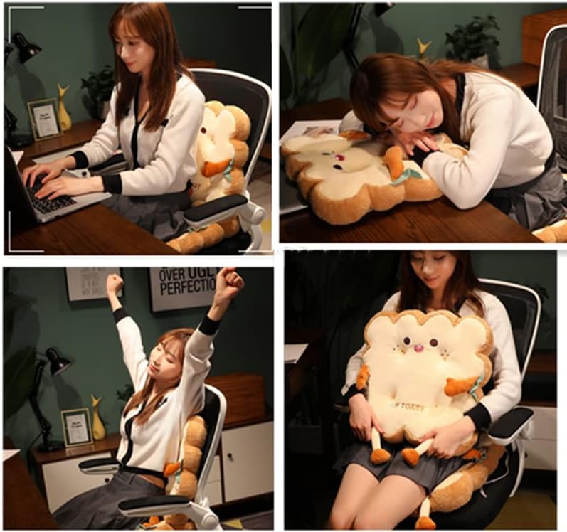 Miniatura 6 de JOSON Cojín para tostadas de 17.8 pulgadas, cojín de peluche Kawaii divertido de peluche de comida, para oficina, asientos de dormitorio, día de San