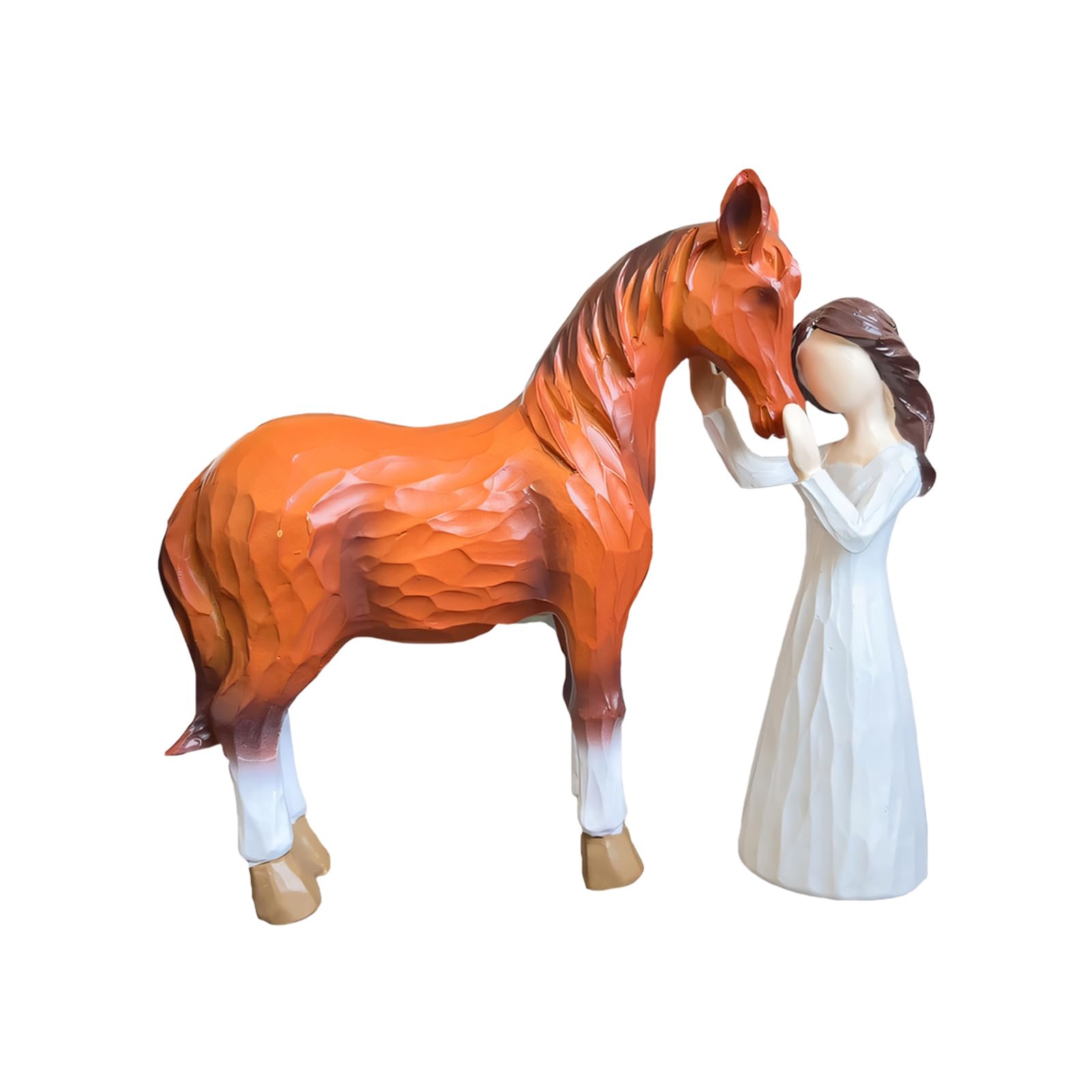 Kaeltsyn Graceful Girl Embraces Horse Resin Sculpture Elegant Decor for Living Room Desktop Shelf Girl Embraces Horse Statue