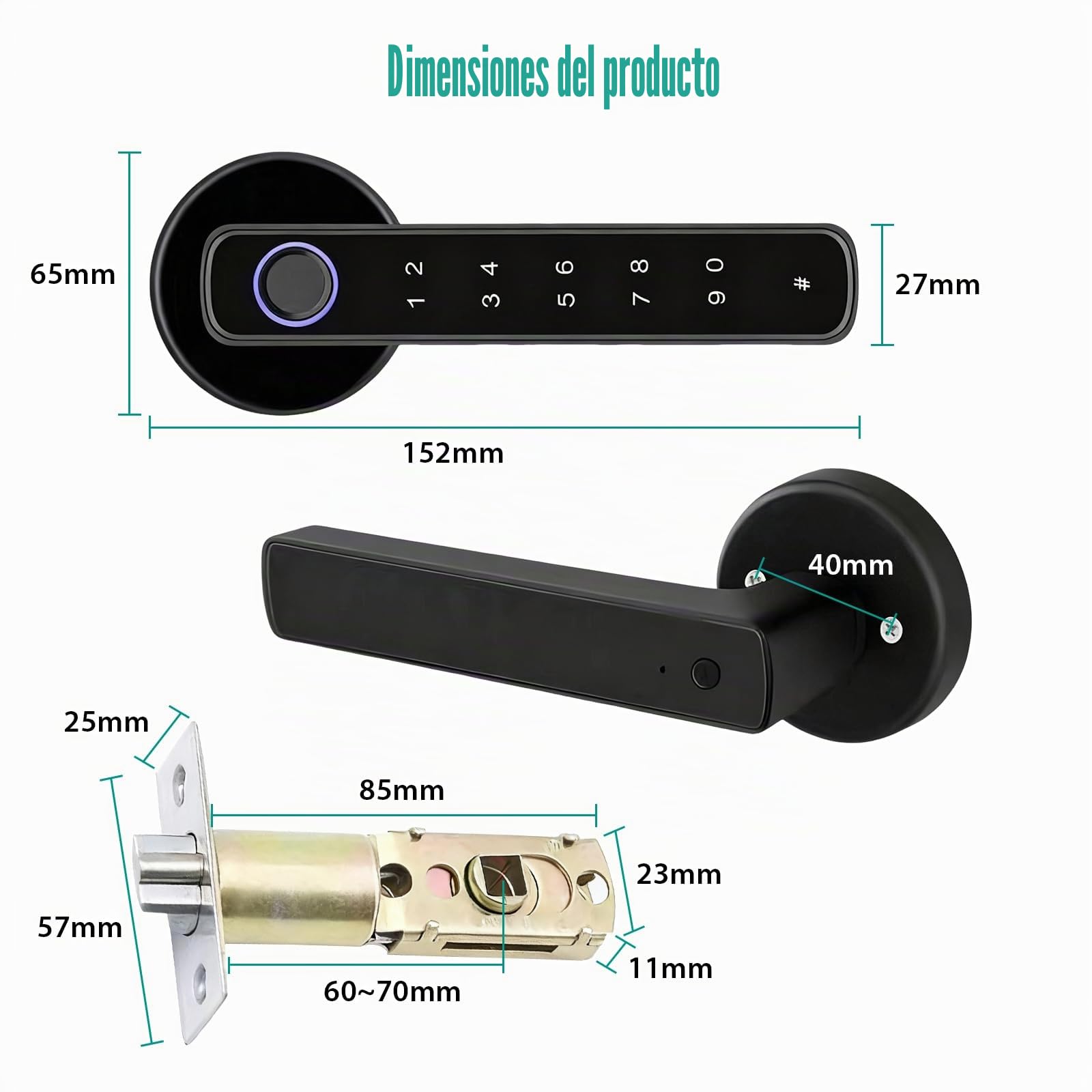 Cerradura Inteligente para Puertas, Cerradura Digital para Manija de Puerta
