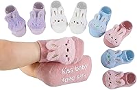 MKYSZLT Non-Slip Grip Baby Socks for Newborns Toddlers - Cute Bear Flower Ankle Socks Boys Girls 0-12 Months