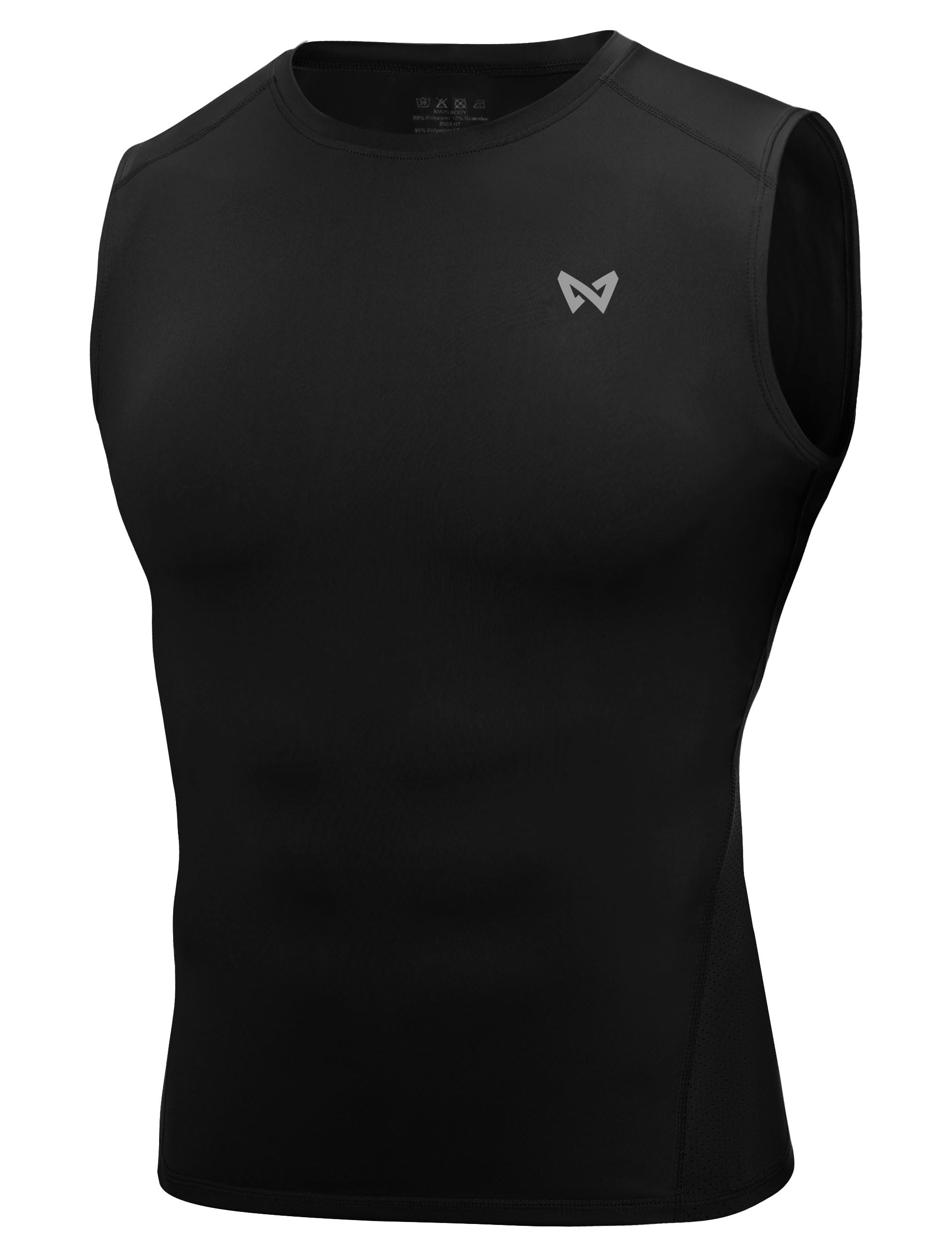 WISMBOX Herren Kompressionsshirt Ärmellos Tank Top für Gym Fitness | Schnell trocknendes Muskelshirt mit Mesh-Rücken, atmungsaktives, reflektierendes Funktionsunterhemd für das Training