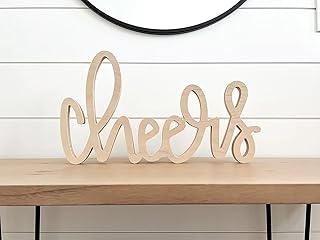Wood Cheers Sign Decor,Wedding Table Decorations,Cheers Table Freestanding Sign for Bridal Shower,Champagne Bar,Engagement Party Decor
