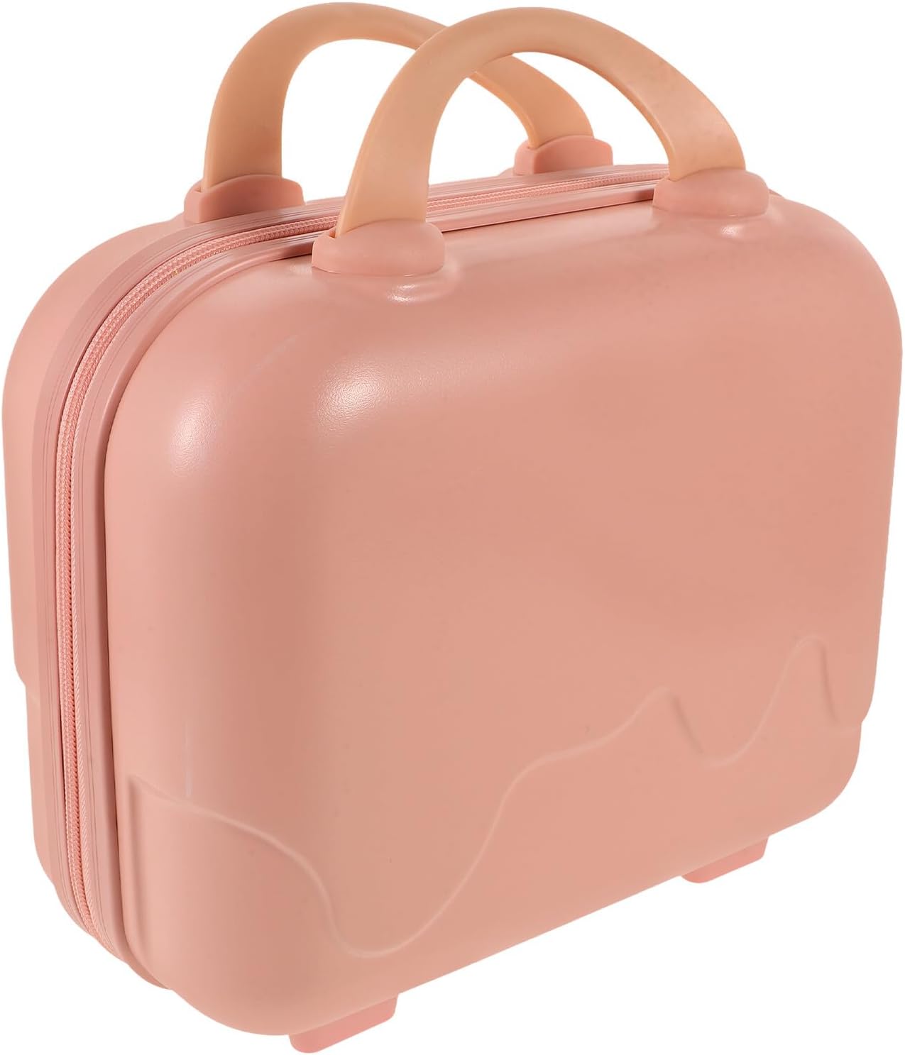 Portable Makeup Travel Bag with Handle, Rose Gold Cosmetic Organizer Train Case for Women, Compact Hard Shell Makeup Storage Box for Beauty Essentials and Toiletries