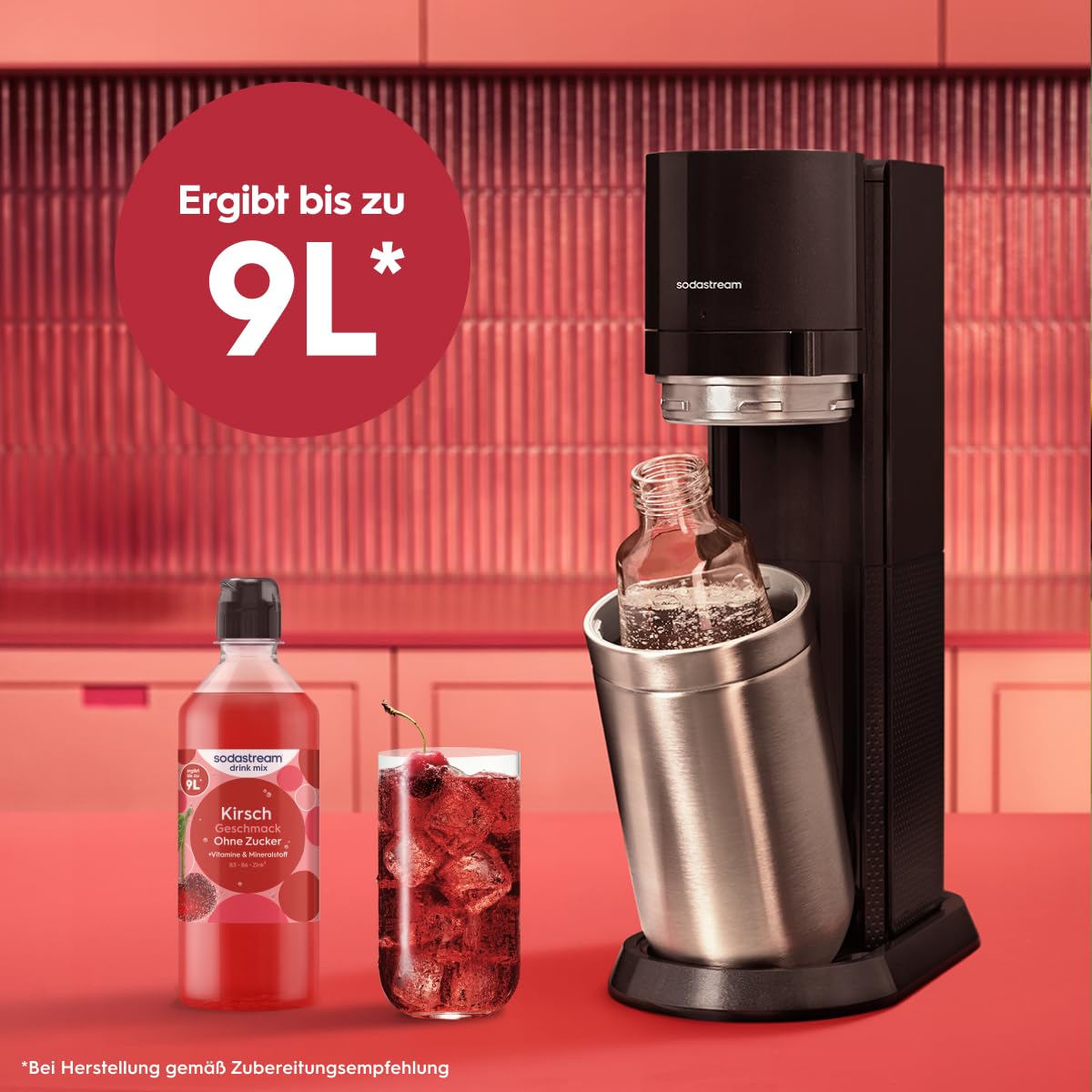 Sodastream drink mix Kirsche ohne Zucker – zuckerfreier Sirup für gesprudeltes & stilles Wasser, 4er Pack (4 x 440 ml), mit Vitamine & Mineralstoff, ergibt bis zu 9L Fertiggetränk