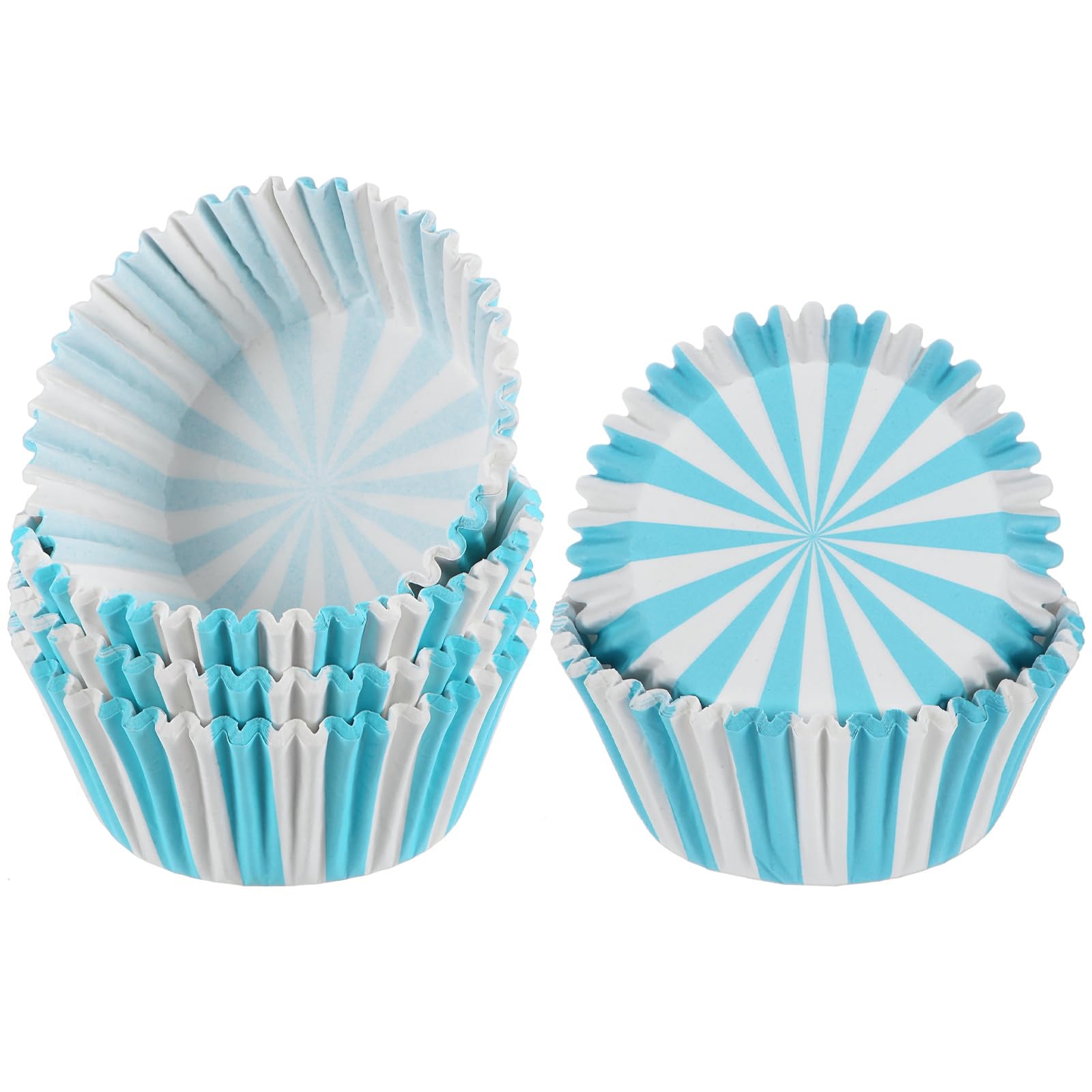 M METERXITY 100-Pack Standard Cupcake Liners for Baking, Greaseproof Cupcake Wrappers for Wedding/Birthday/Party/Christmas[Blue/White]