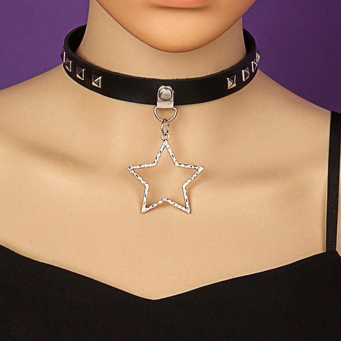 APMGONT Collana di catene da donna, collana girocollo a catena goth, girocollo regolabile con ciondolo a cuore, collana a cuore per donne e ragazze, accessori eleganti e di moda. (Argento