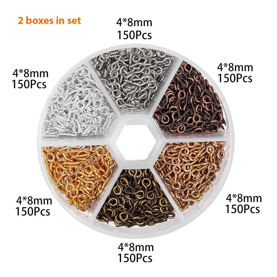 Mini yeux à vis de fixation 4x8 mm pour pitons de suspension et bijoux - 2