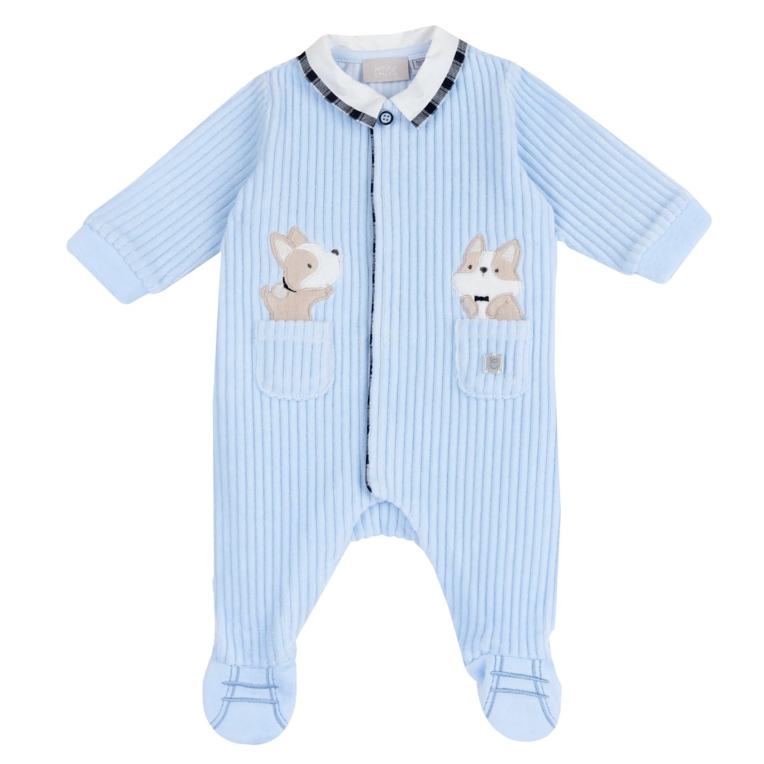 Chicco Tutina Con Apertura Frontale, Pigiamino per bambino e neonato Bimbo 0-24, Azzurro (7-1M), 0 mesi, Designed in Italy