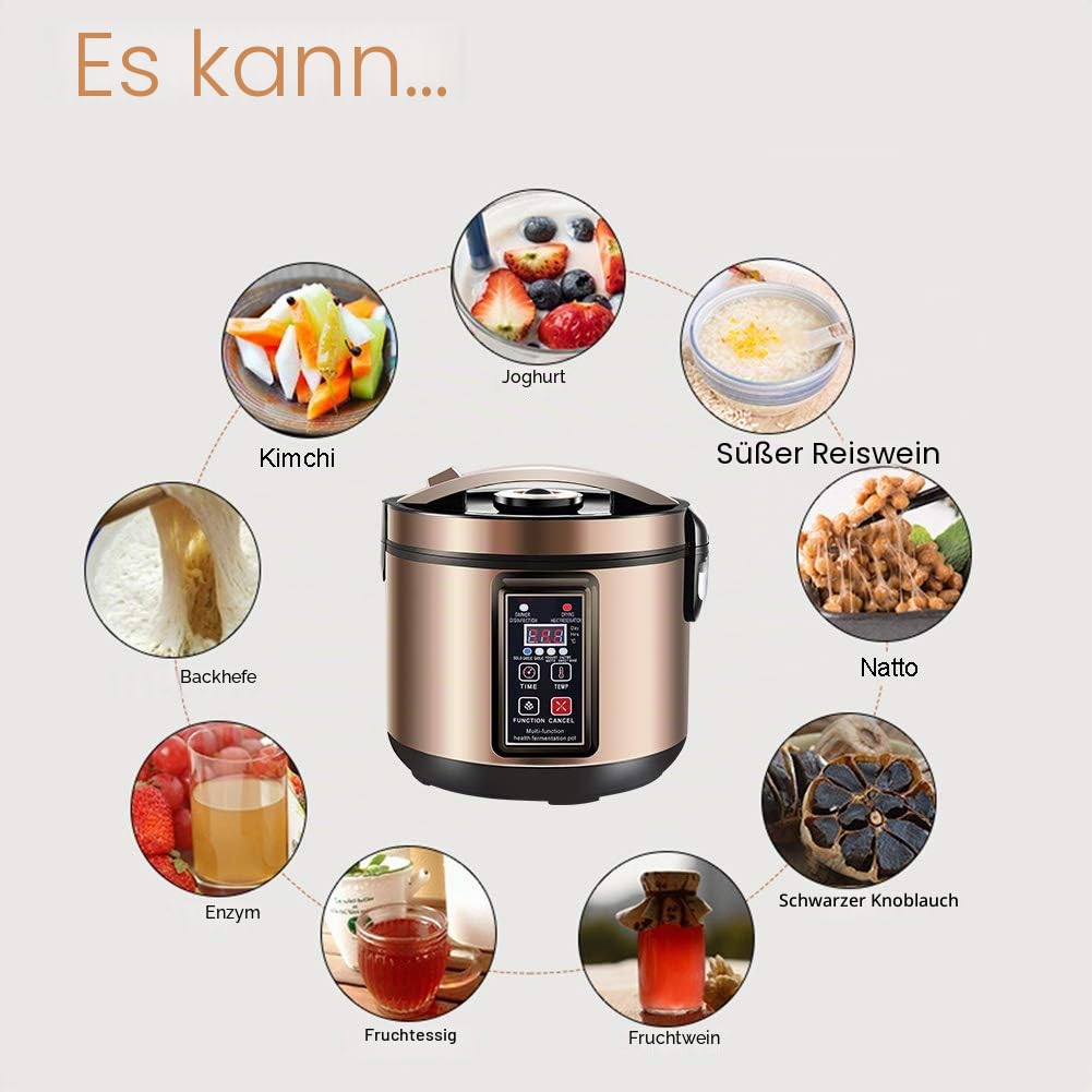 6L Joghurt Maschine, Schwarzer Knoblauch Fermenter, Kimchi Maschine, Süßreis Wein Maschine Vollautomatisch, Natto Maschine