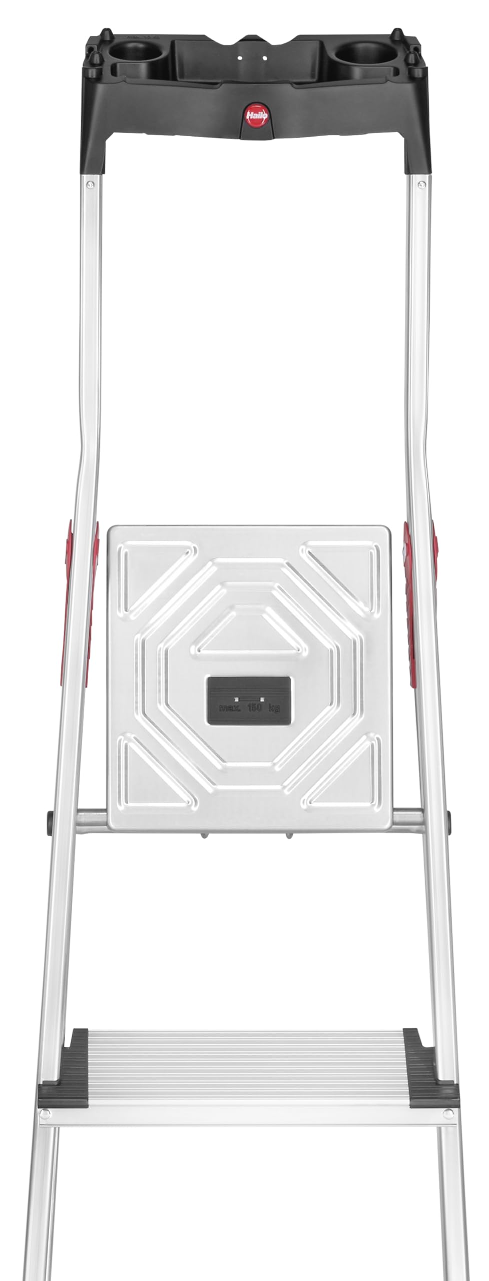 Hailo XXL Scala in Alluminio, 5 Gradini, con Piattaforma, Domestica, Bianco e Rosso