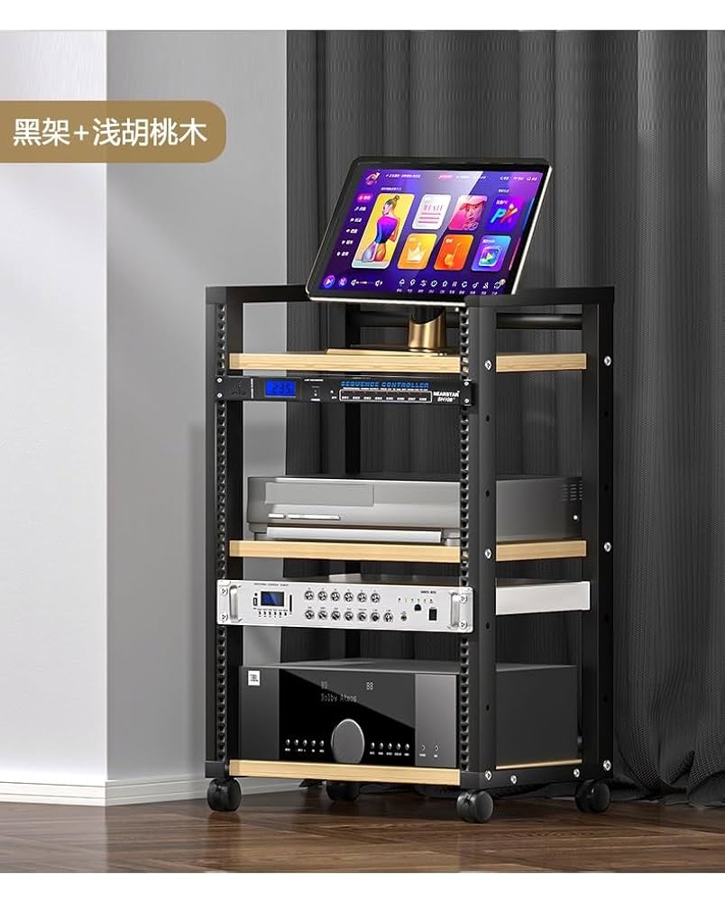 4段HiFiラック - モダンなオーディオビデオタワースタンド 木製