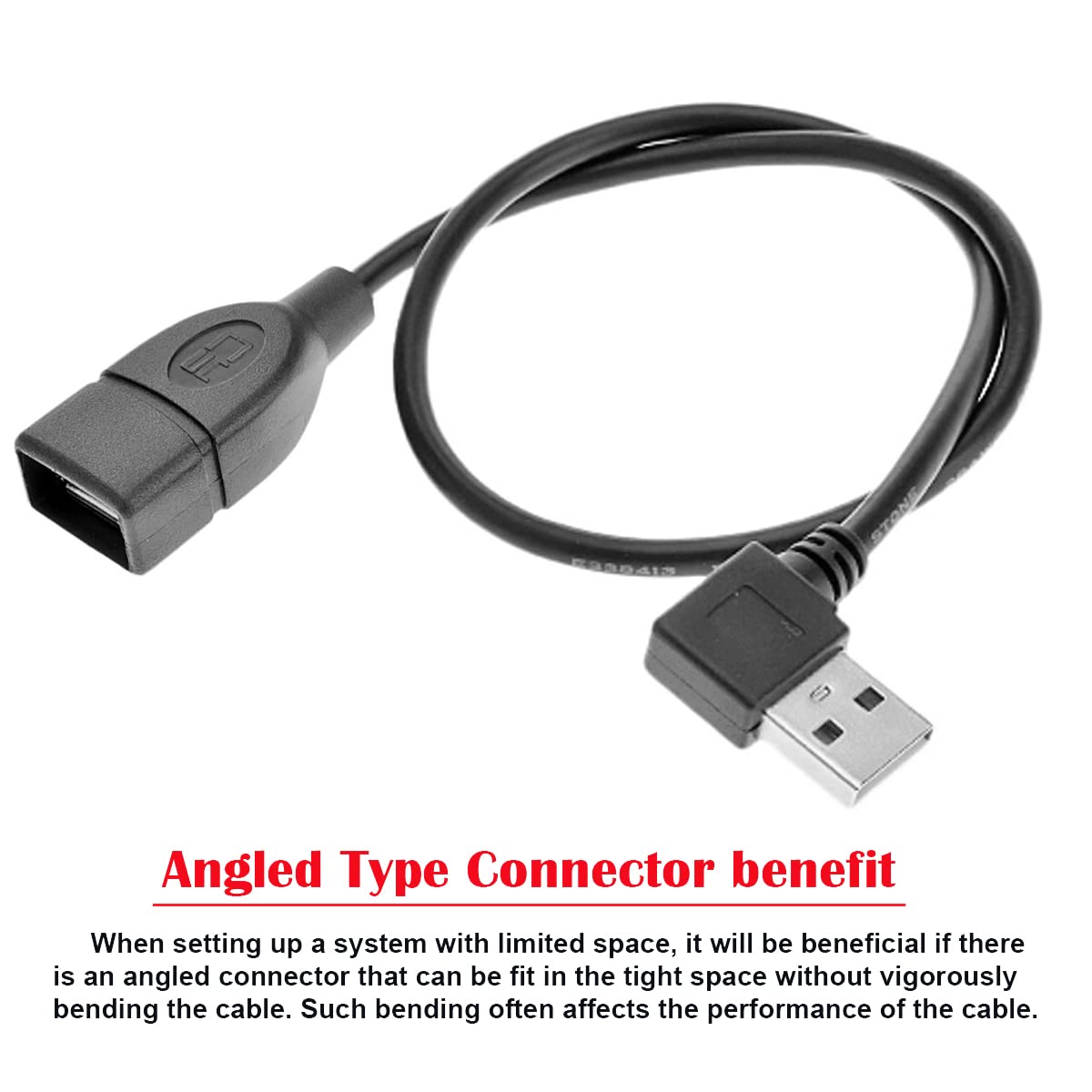 InLine Smart USB 2.0 Verlängerungskabel, 1 M, Gewinkelt, Stecker/Buchse Typ-A, Schwarz – Für PC, Laptop & Peripherie