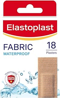 Elastoplast 18 Waterproof Fabric Plaster Strips (18 Pieces), Large Pack of Fabric Plasters, Breathable Plasters, Plasters Waterproof