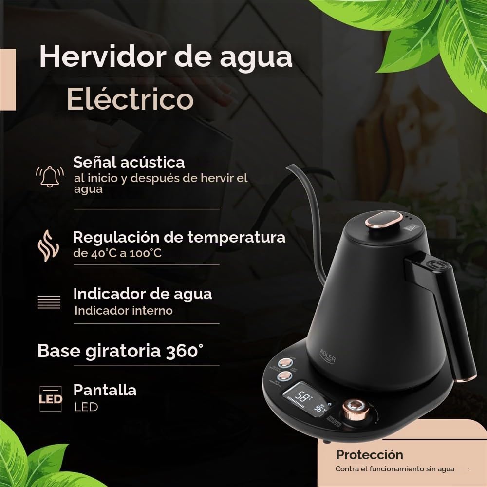 ADLER hervidor eléctrico con boquilla larga 1.0l