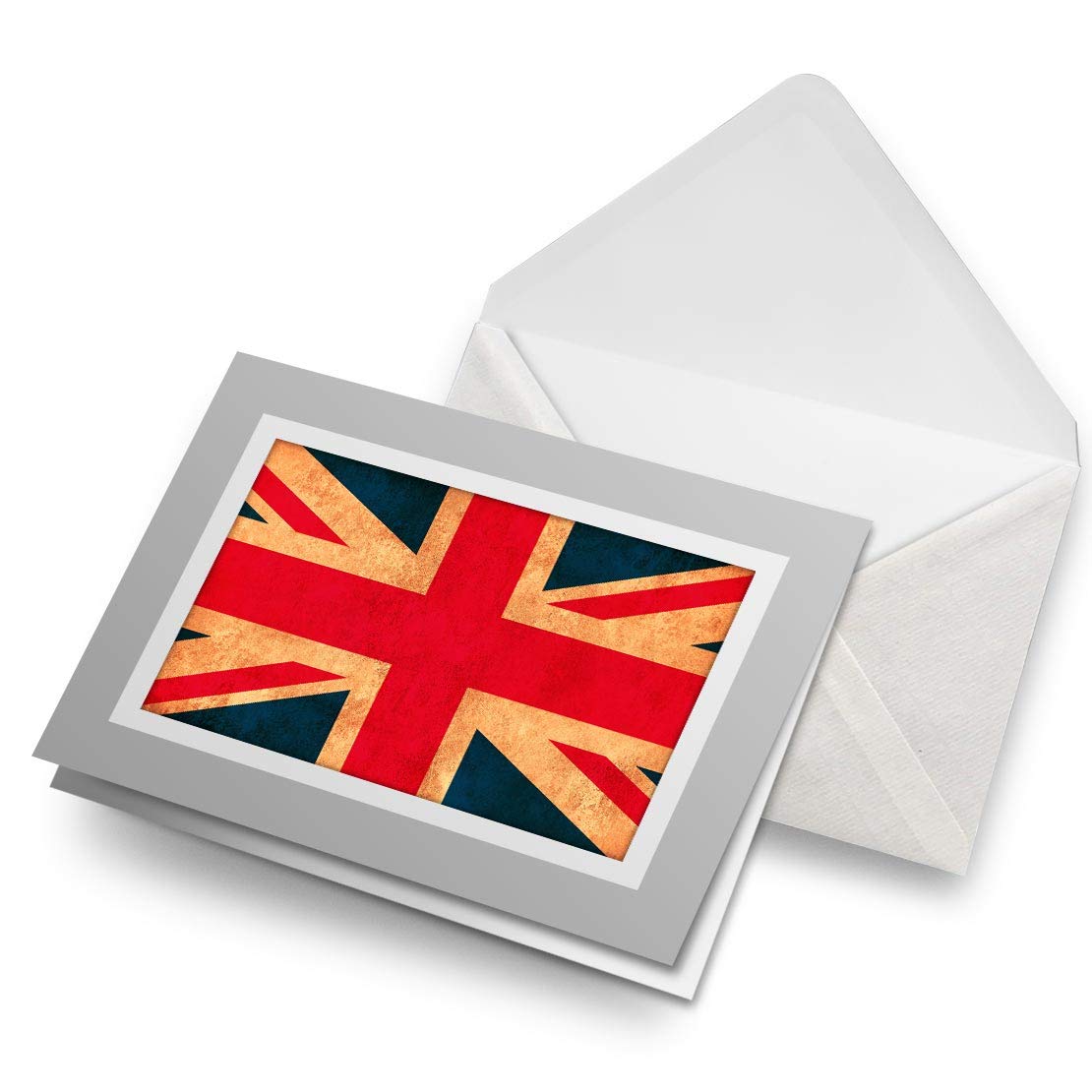 Greeting Cards Gray (Insert) - Rustic Union Jack Flag Britain Blank Greetings Card Birthday Kids Party Boys Girls #14367