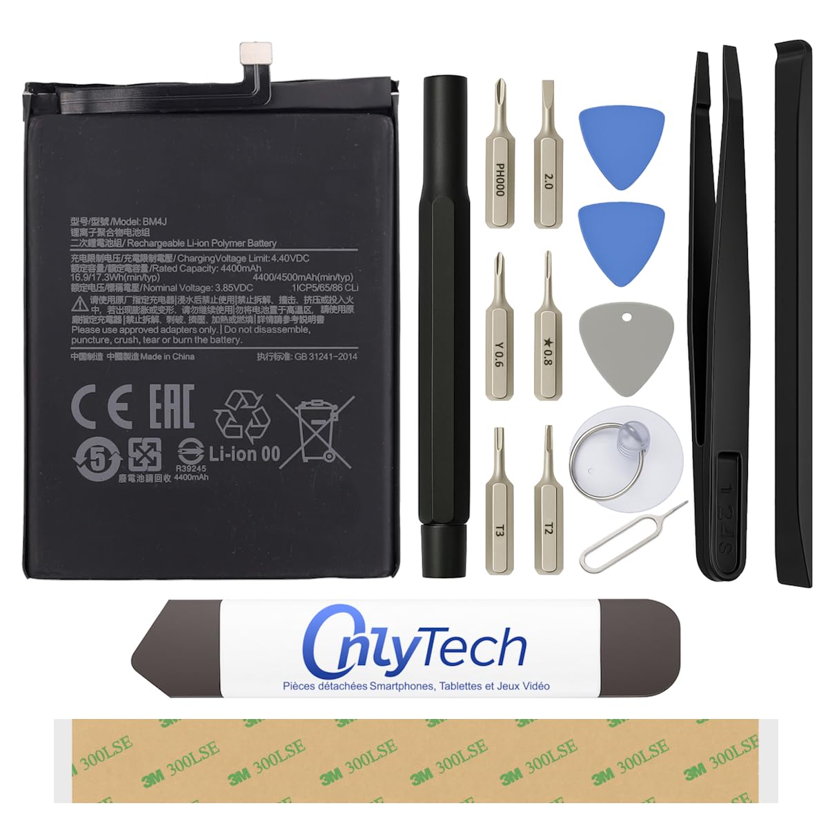 Batería de repuesto para Xiaomi Redmi Note 8 Pro (4500 mAh, calidad idéntica a BM4J, con kit de reparación, 15 herramientas)