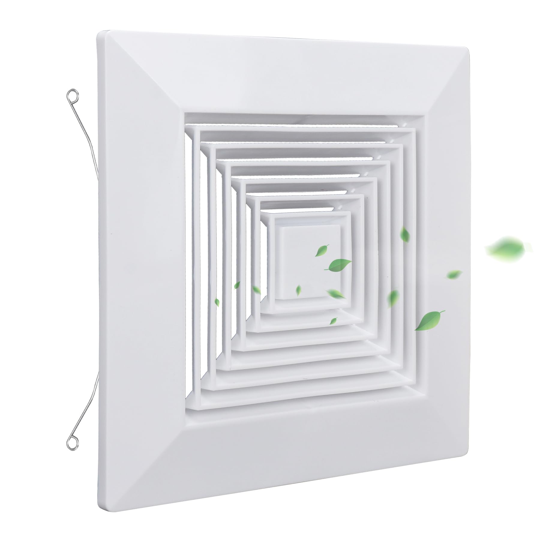 Bathroom Exhaust Fan Cover,9.6 x 9.6 Inch Ceiling Fan Cover Plate with Springs Plastic Replacement Vent Fan for Square Ceiling Grille, Air Diffuser, Diverter Ventilation Hood,Ventilation Fans