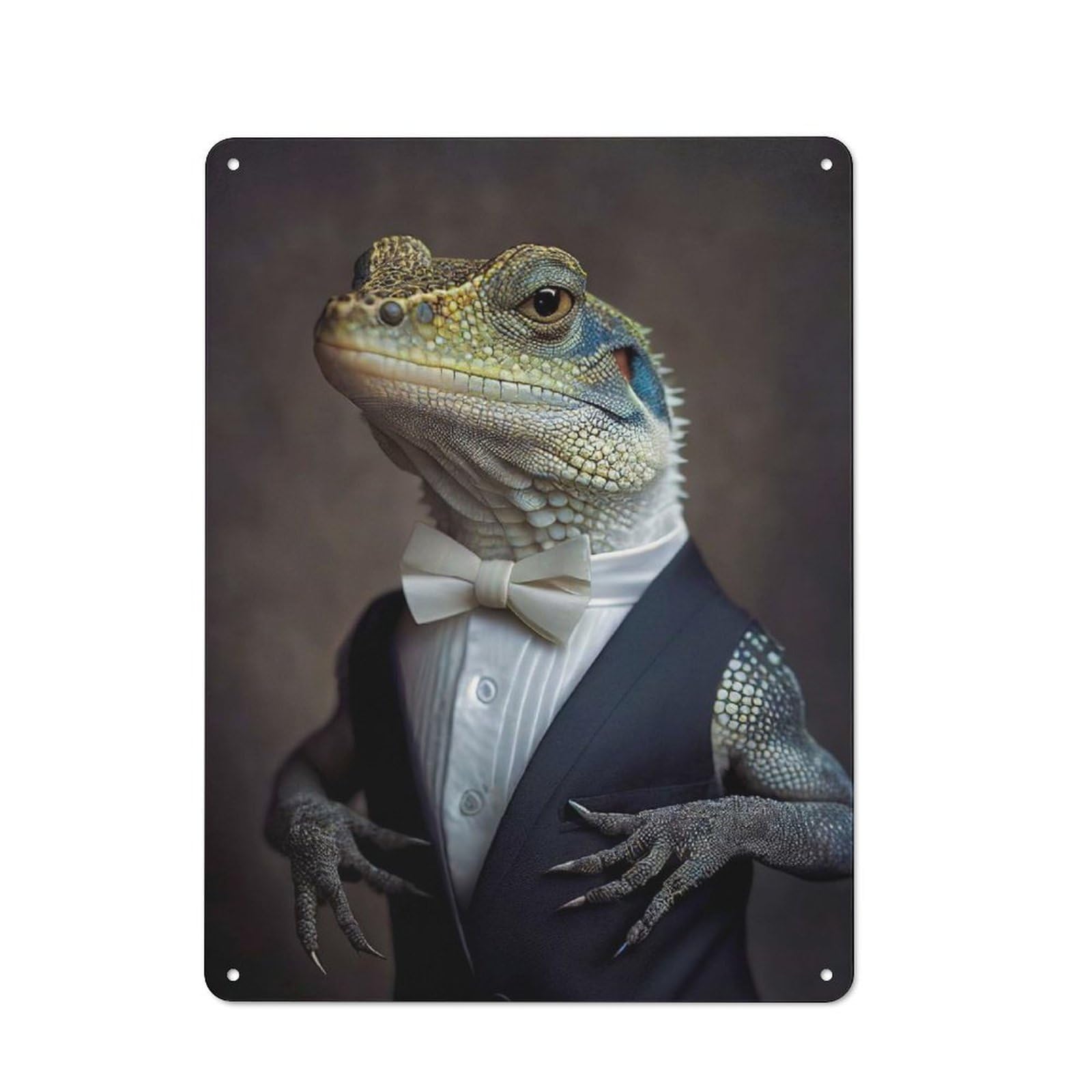 Junmoney Well Dressed Lizard Rustic Metal Sign 40X30cm For Café Or Restaurant, Suited To Café Owners And Decorators