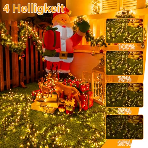 Ollny 6m Lichterkette außen 400 LEDs, Lichterketten mit 8 Modus und Timer, Cluster Lichterkette outdoor IP44 wasserdicht mit Stecker… – Ansicht 5