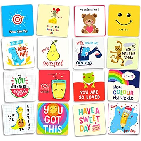 Lunch Box Notes for Kids, Inspirational and Motivational 60 Pieces Cards Lunch Notes for Girls, Boys, Child & Teens School Lunchbox, 3.5'' x 3.5'', Bring Jokes and Funny Puns Cover