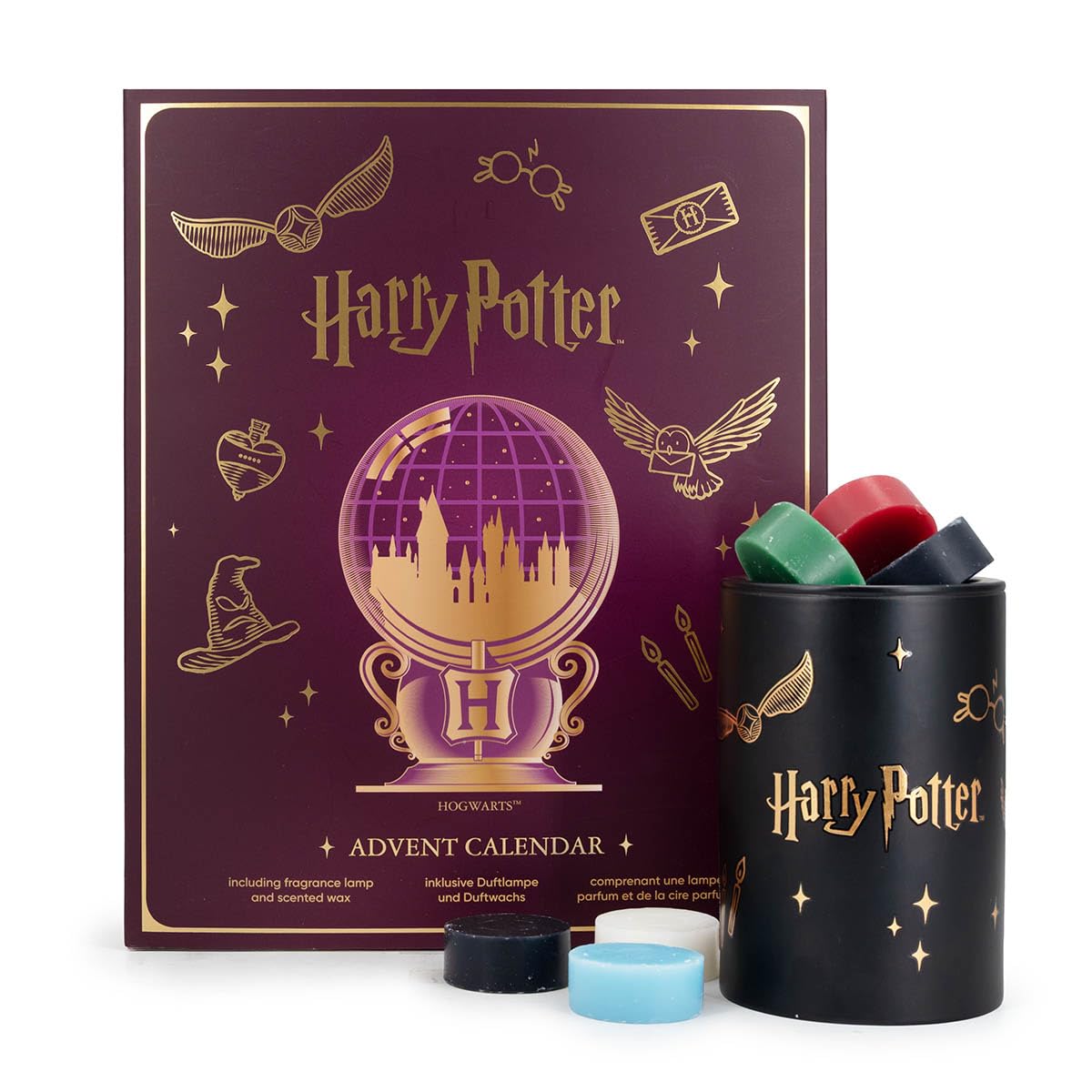 Harry Potter Adventskalender mit Duftlampe & 24x Duftwachs (Wax Melts) | Offiziell lizenziertes Hogwarts Geschenkset für Fans & Erwachsene | Magische Raumdüfte zur Weihnachtszeit