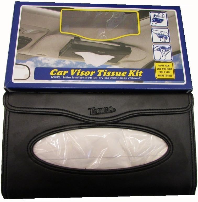 TEMPO CAR VISOR TISSUE KIT INCLUDES 1 REFILLABLE CASE 24 TISSUES