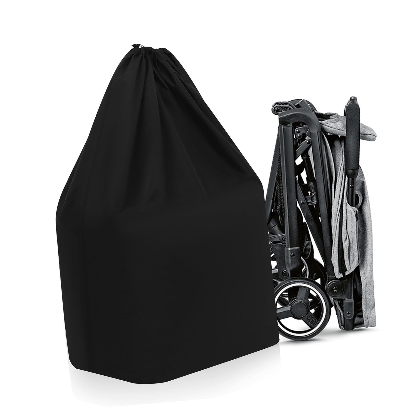 GALPADA Bolsa para Cochecito de Ñiño Doble Correa de Hombro, Nylon Resistente, Tamaño Mediano, Color Negro, Bolsa de Viaje para Avión, Tren y Coche, Almacenamiento Seguro y Protección