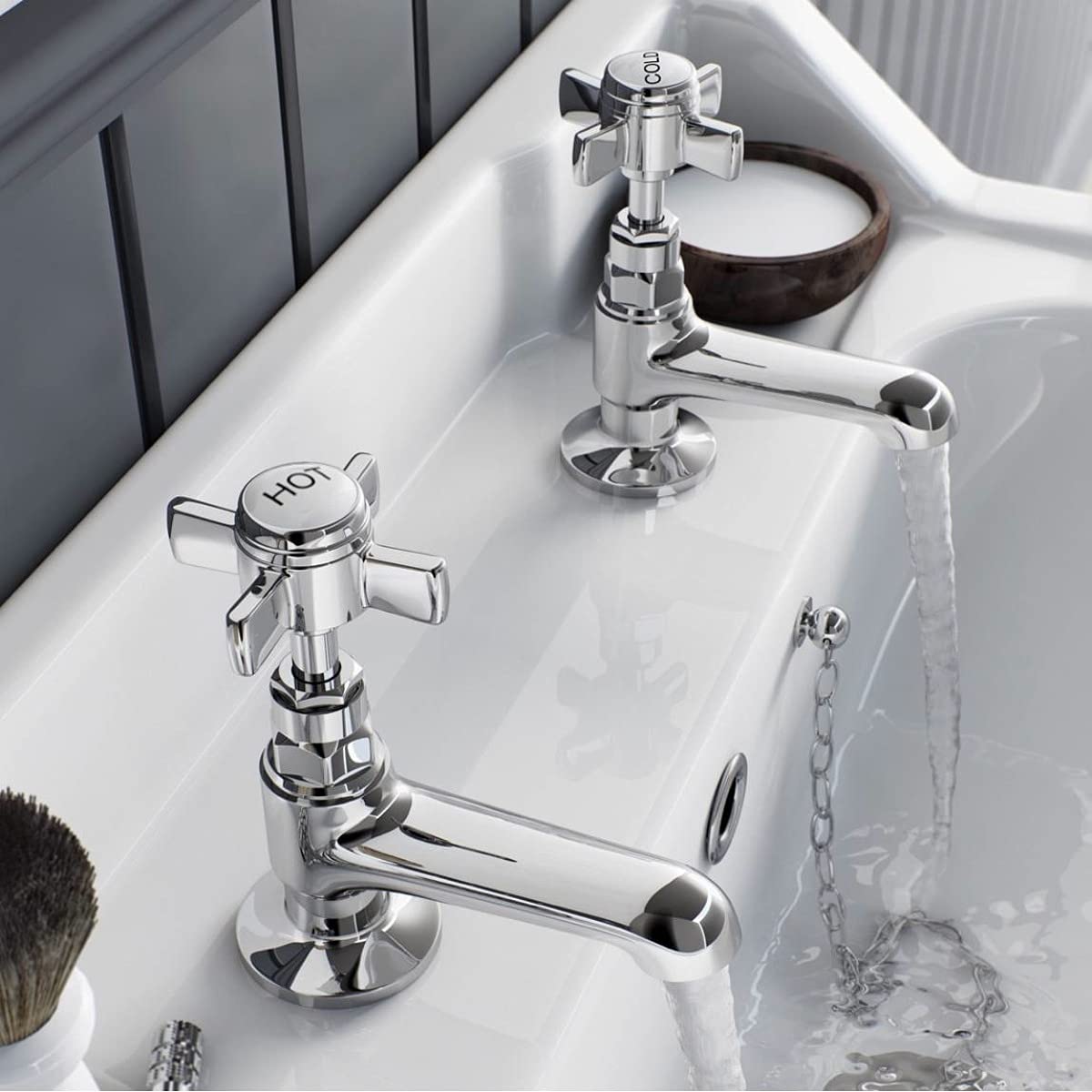 Edwardian HOT & Cold Twin Basin TAPS